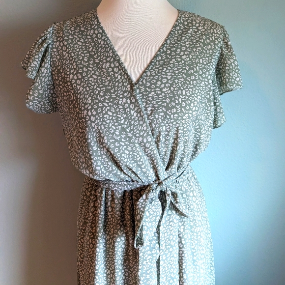 BTFBM Animal Print Sage Green Dress - Picture 2 of 5
